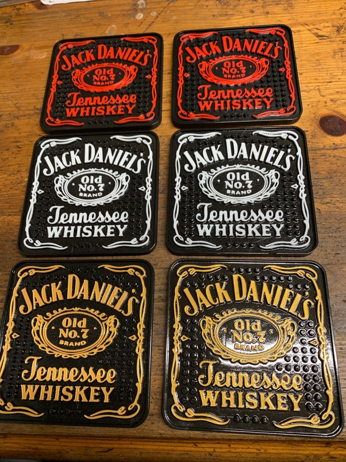 Jack Daniels Whiskey Coaster Set of 6  Plastic with Holder