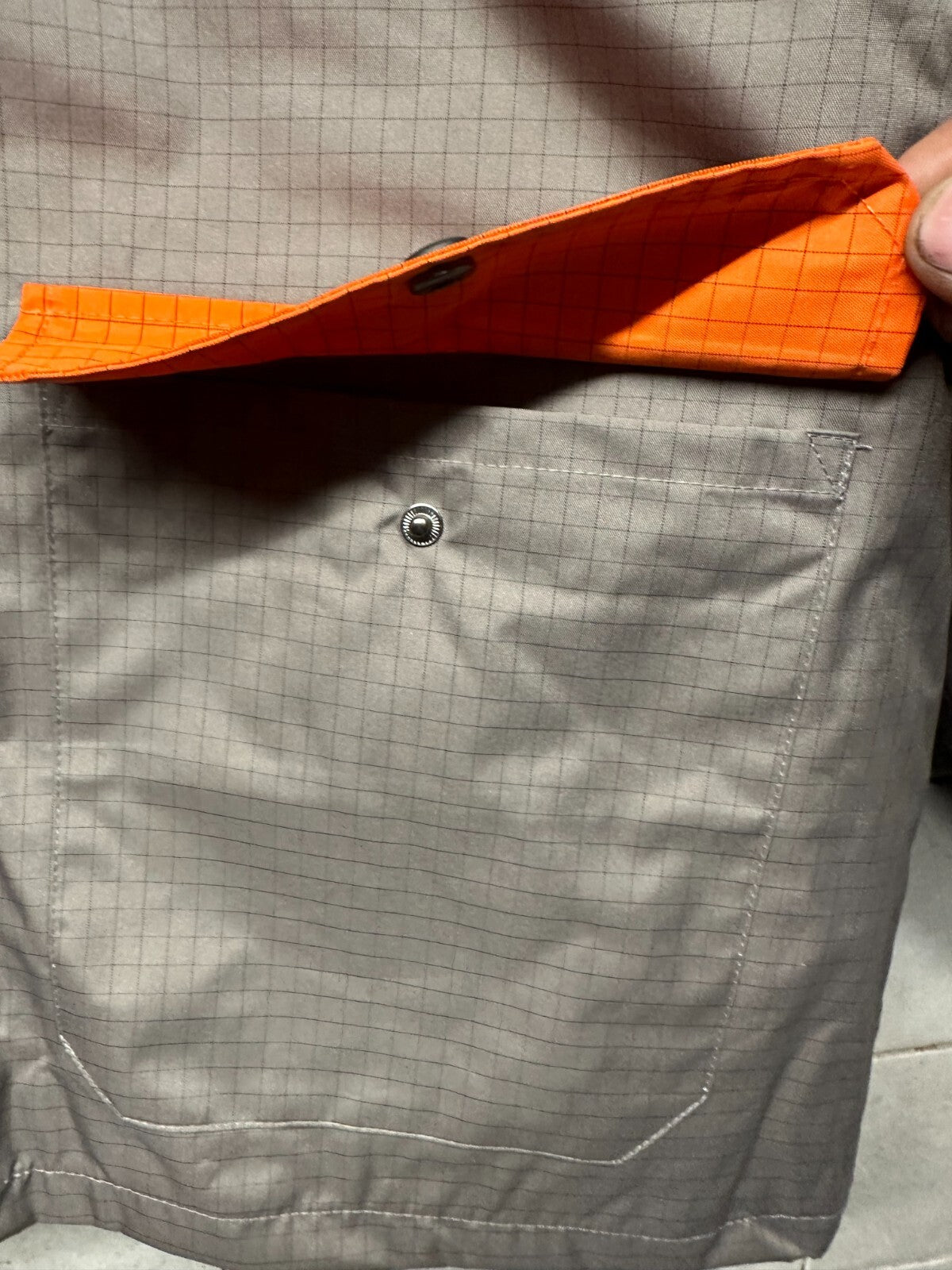 Hi Viz Jacket Zipped Lined with Pockets Hood Grey - Orange  size Large