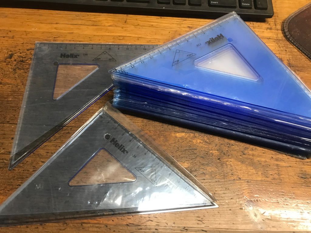 Helix Set Square Clear L58040 21cm 45° New pack of 25