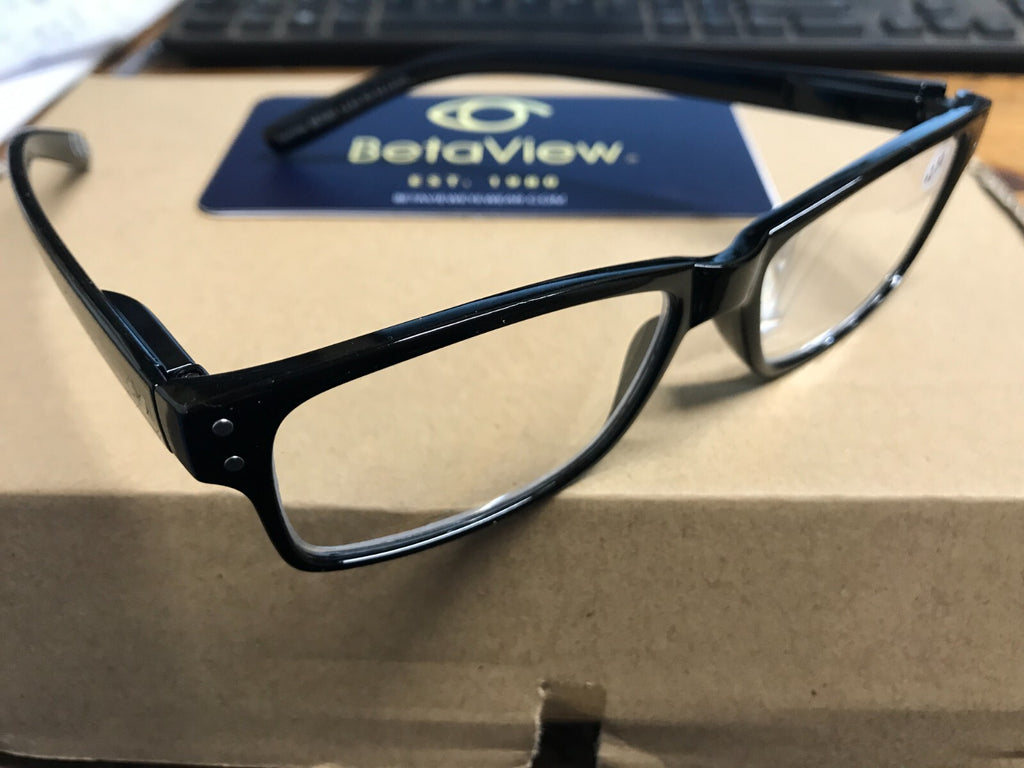Betaview Reading Glasses Black Frames 3.0 with pouch and cords pack of 5