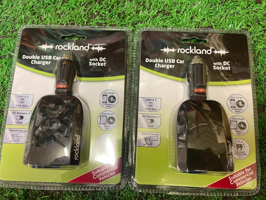 USB Charger with DC Socket Rockland Double FAST CHARGE 12V 24V pack of 2