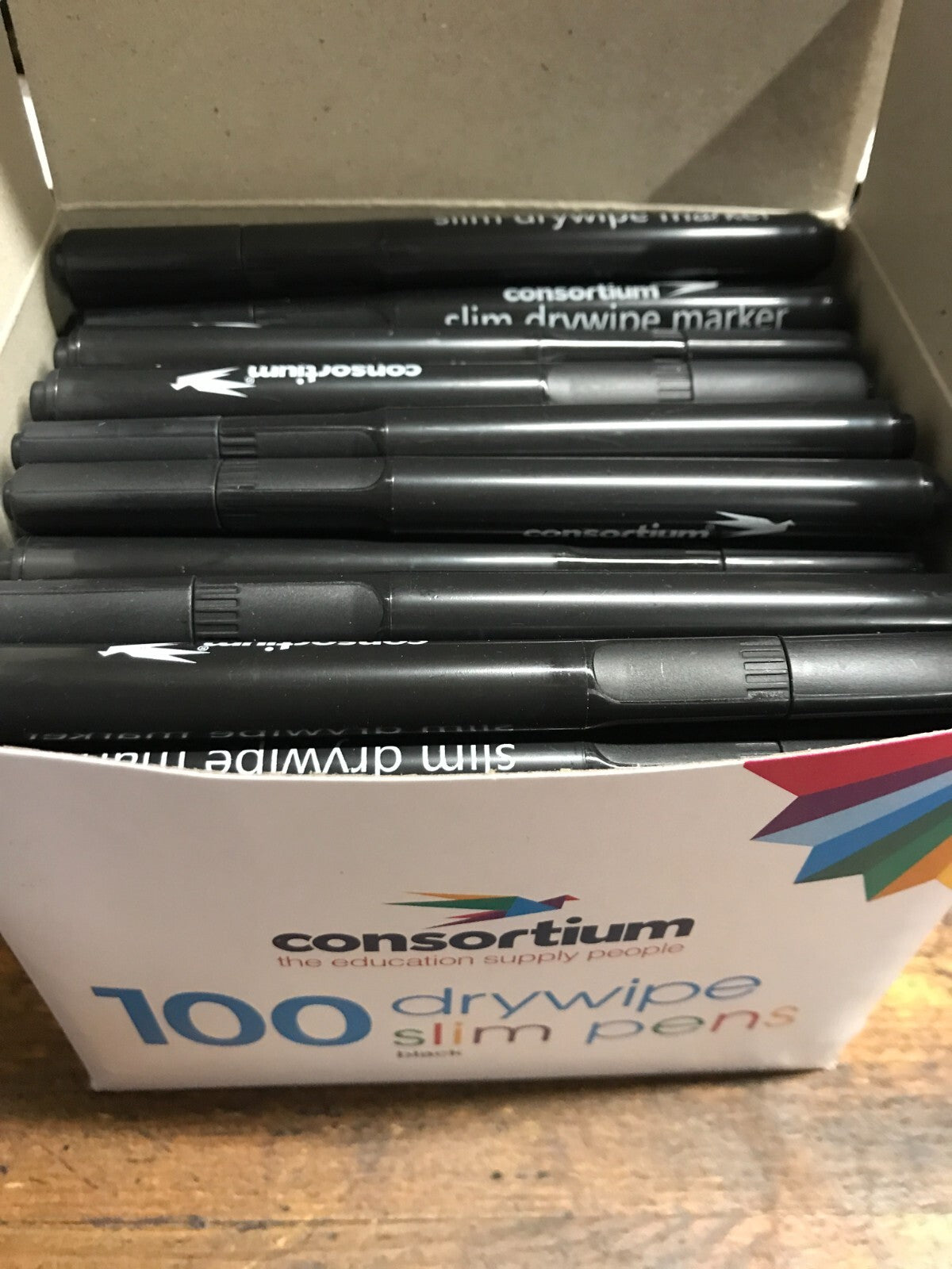 SLIM DRY WIPE MARKER PENS Black pck of 100