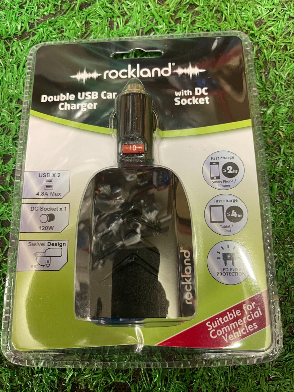 USB Charger with DC Socket Rockland Double FAST CHARGE 12V 24V pack of 2
