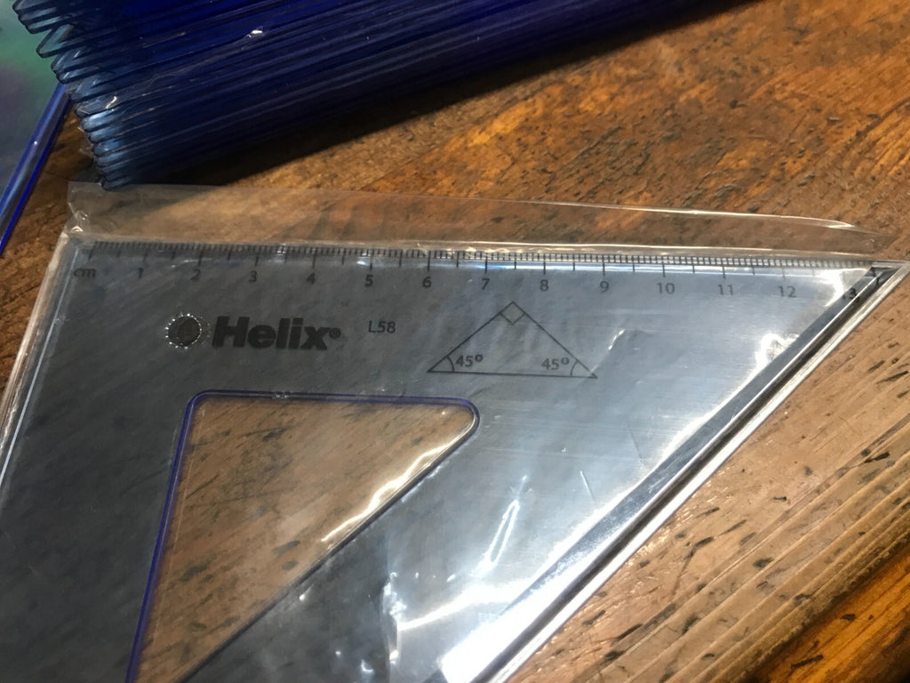 Helix Set Square Clear L58040 21cm 45° New pack of 25