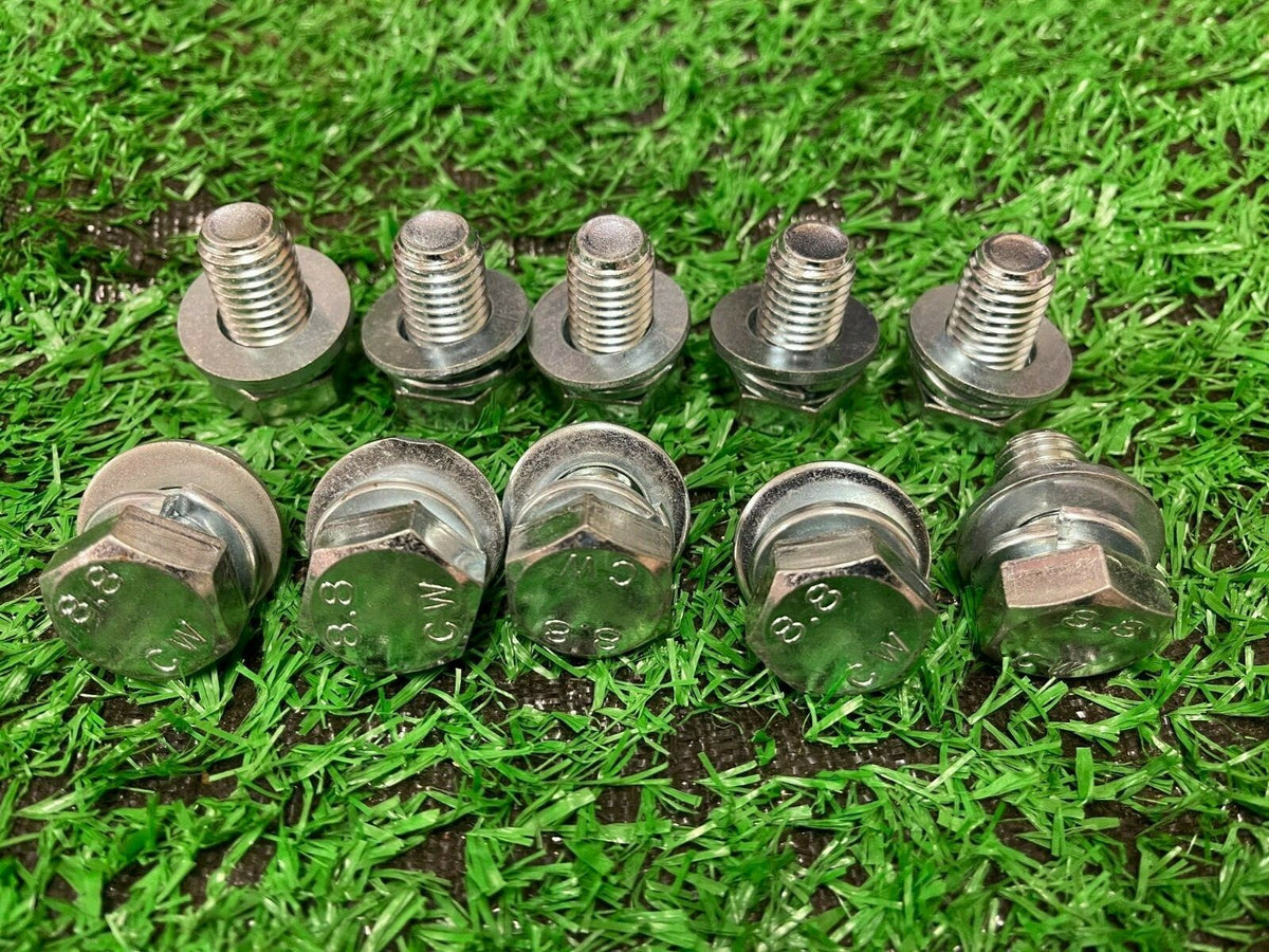 M14 x 25mm Setscrew 8.8 grade with flat washer spring washer pack of 10